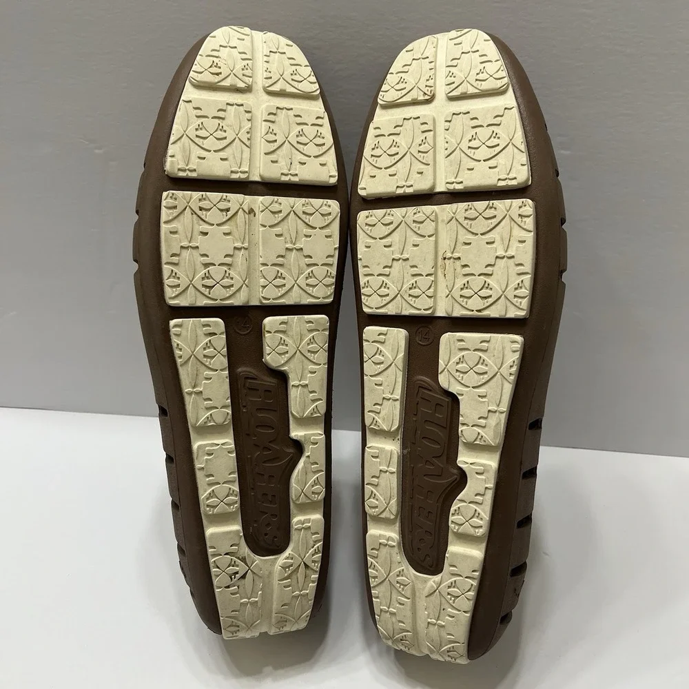 Floafers Men's Country Club Driver Loafer Size 14 Perforated Foam Brown